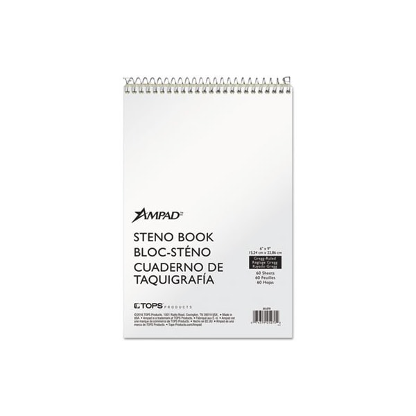Ampad/ Of Amercn Pd&Ppr Ampad, STENO BOOKS, GREGG RULE, TAN COVER, 6 X 9, 60 GREEN TINT SHEETS 25270 - main